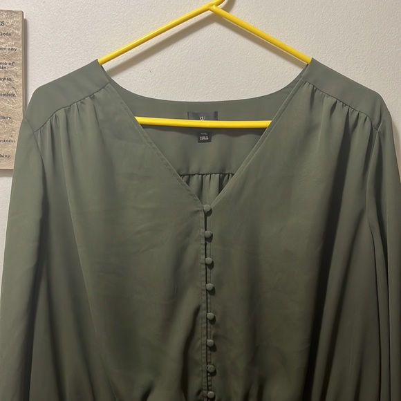 Worthington olive green long sleeve blouse size XXL or 2x womens - Picture 2 of 6